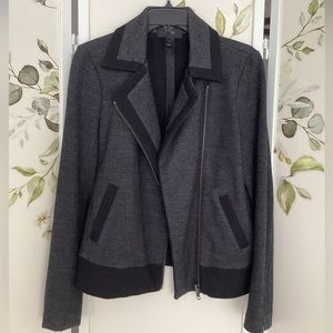 J. CREW Sz 4 moto jacket wool blend EUC gray black crop jacket